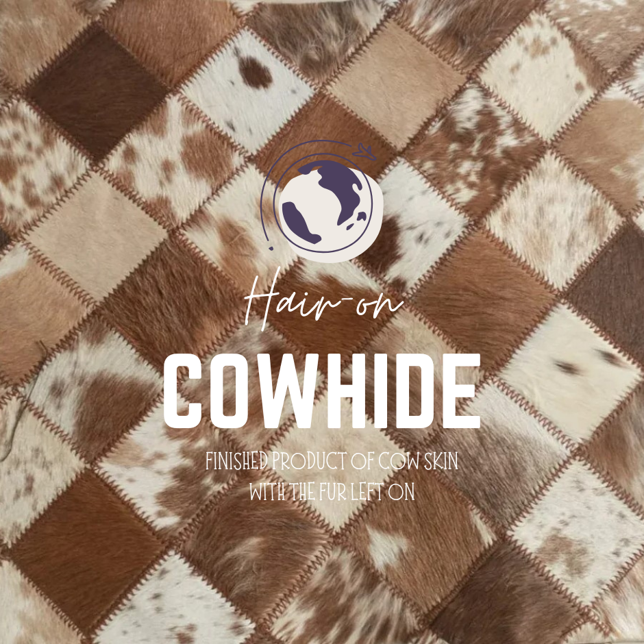 Genuine Hair-on Cowhide Patchwork Leather Duffle Bag – Western Weekender Travel Bag for Men & Women (20"x10"x12")