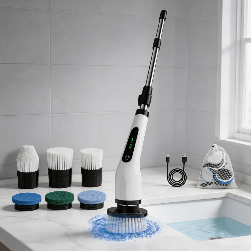 Cordless Electric Spin Brush – 7 Heads, 2-Speed