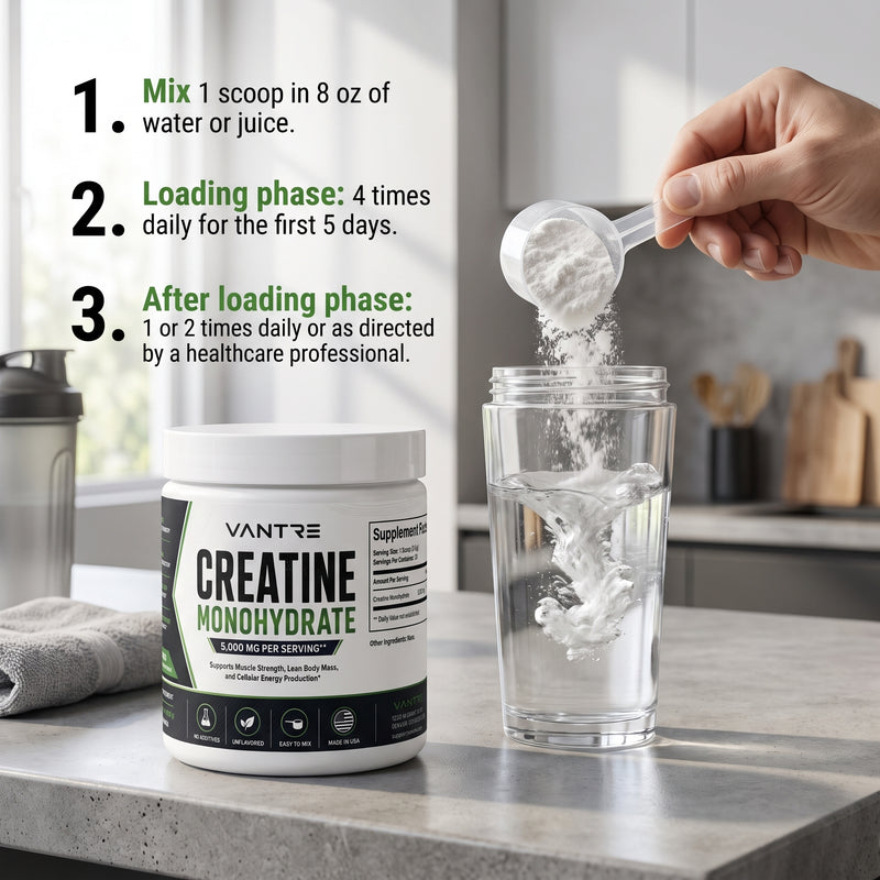 Creatine Monohydrate 5,000mg – Unflavored Pure Creatine Powder, 50 Servings, 281g
