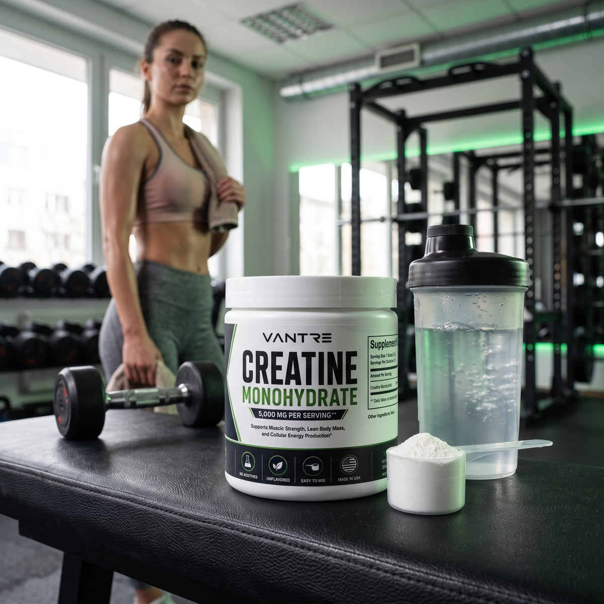Creatine Monohydrate 5,000mg – Unflavored Pure Creatine Powder, 50 Servings, 281g