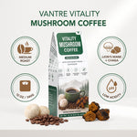 Vitality Mushroom Coffee – Medium Roast with Organic Lion’s Mane & Chaga | 12 oz Ground Coffee
