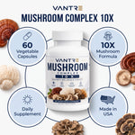Mushroom Complex 10X – 60 Vegetable Capsules | Multi-Mushroom Dietary Supplement