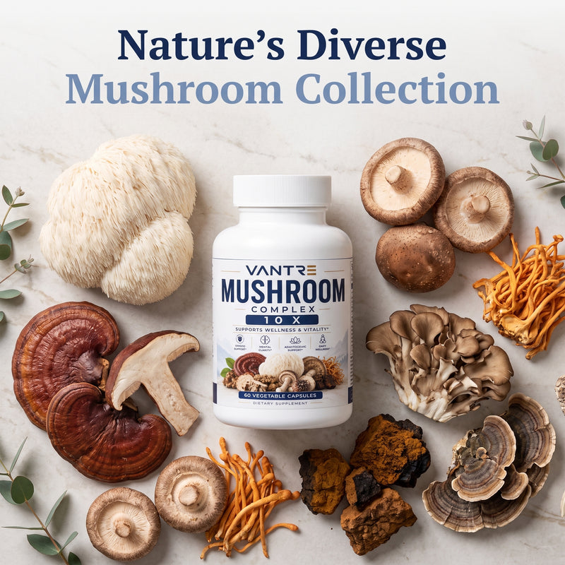 Mushroom Complex 10X – 60 Vegetable Capsules | Multi-Mushroom Dietary Supplement