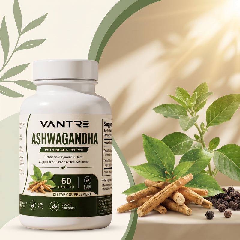 Organic Ashwagandha 650mg with Black Pepper – 60 Capsules | Dietary Supplement