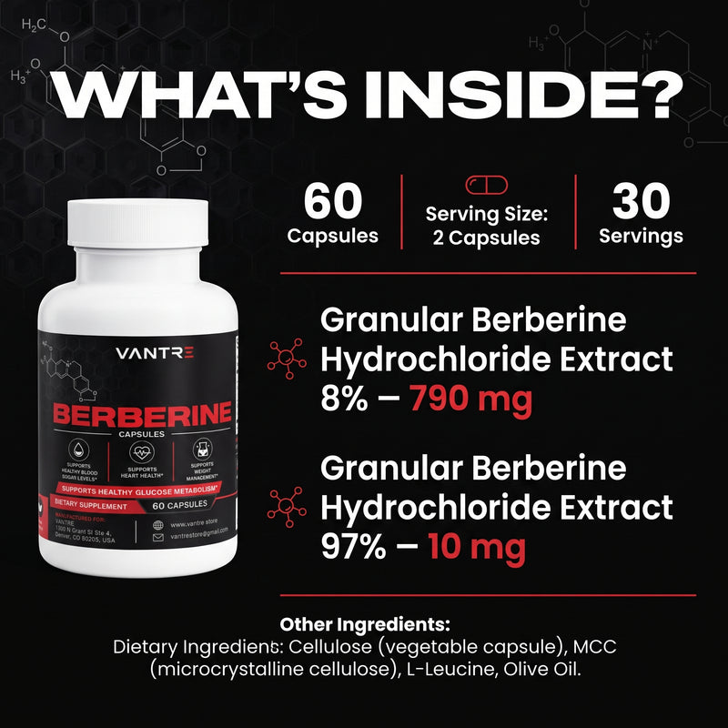 Berberine HCl Capsules – 60 Count Dietary Supplement