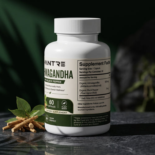 Organic Ashwagandha 650mg with Black Pepper – 60 Capsules | Dietary Supplement