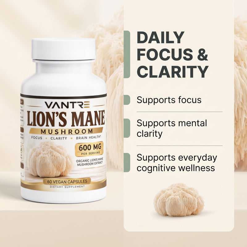 Lion’s Mane Mushroom Capsules – Organic Lion’s Mane Supplement, 60 Vegan Capsules, 400mg