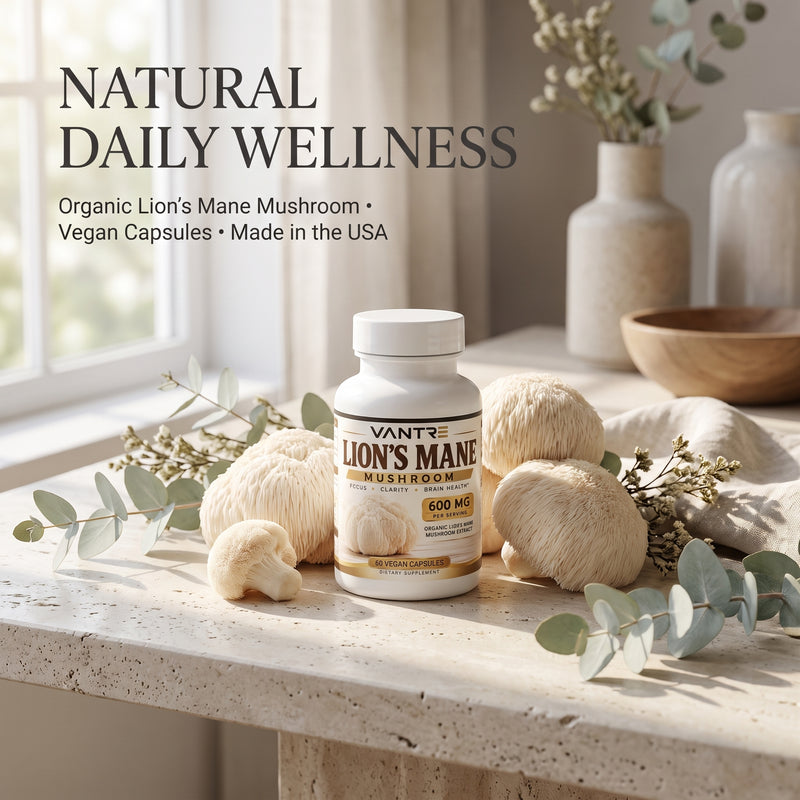 Lion’s Mane Mushroom Capsules – Organic Lion’s Mane Supplement, 60 Vegan Capsules, 400mg