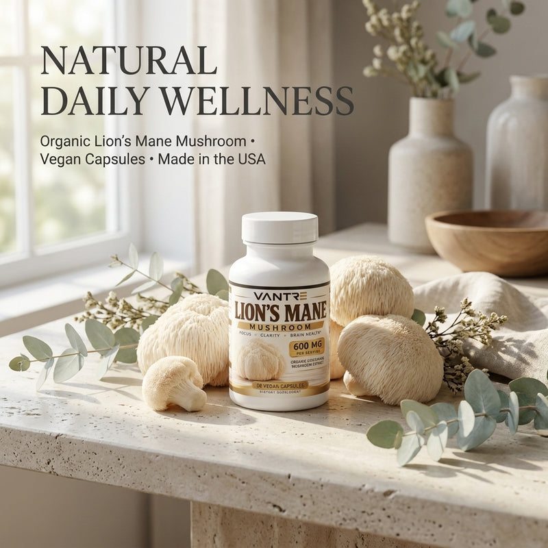 Lion’s Mane Mushroom Capsules – Organic Lion’s Mane Supplement, 60 Vegan Capsules, 400mg
