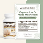 Lion’s Mane Mushroom Capsules – Organic Lion’s Mane Supplement, 60 Vegan Capsules, 400mg
