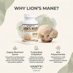 Lion’s Mane Mushroom Capsules – Organic Lion’s Mane Supplement, 60 Vegan Capsules, 400mg