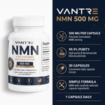 NMN 500mg Capsules – β-Nicotinamide Mononucleotide, 30 Capsules, NAD+ & Cellular Wellness Support