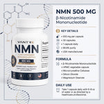 NMN 500mg Capsules – β-Nicotinamide Mononucleotide, 30 Capsules, NAD+ & Cellular Wellness Support